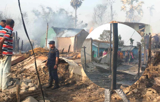 मोरङको रंगेलीमा आगलागी, २२ घर जले