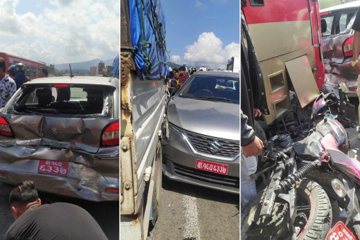 सीतापाइलामा चारवटा सवारीसाधन आपसमा ठोक्किए, मोटरसाइकल चालक घाइते