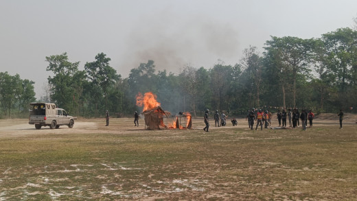 नेपाल आगलागी जोखिमको हिसाबले विश्वको तेस्रो, लुम्बिनीमा भयो कृत्रिम आगलागीको अभ्यास
