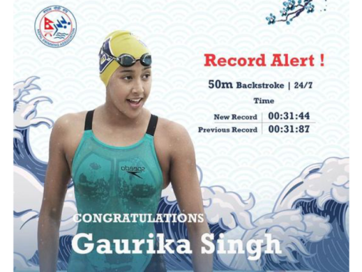 विश्व पौडी च्याम्पियनसिप : गौरिका सिंहले राखिन अर्को नयाँ राष्ट्रिय कीर्तिमान