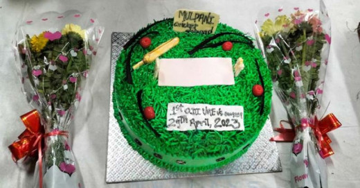 मूलपानी मैदानले ओडीआई मान्यता पाएपछि केक काटेर खुसियाली