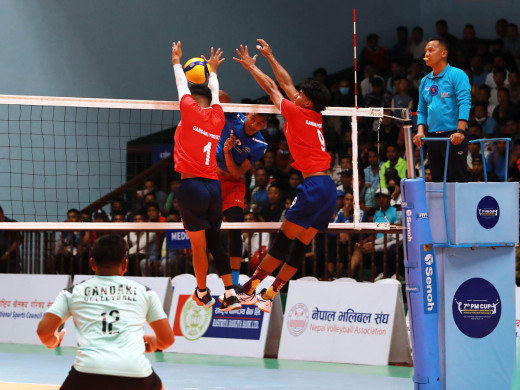 प्रधानमन्त्री कप भलिबल : विदेशी खेलाडीले भरिएको गण्डकीमाथि पुलिसको कठिन जित  