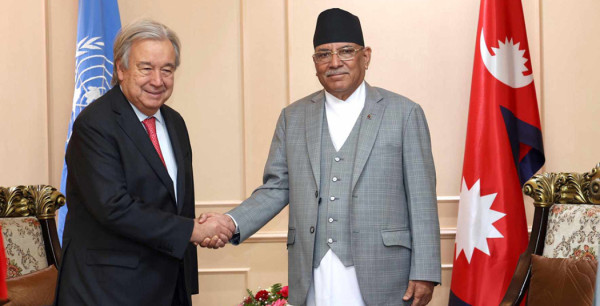 प्रधानमन्त्री दाहालसँग राष्ट्रसङ्घ महासचिव गुटेरेसको भेटवार्ता