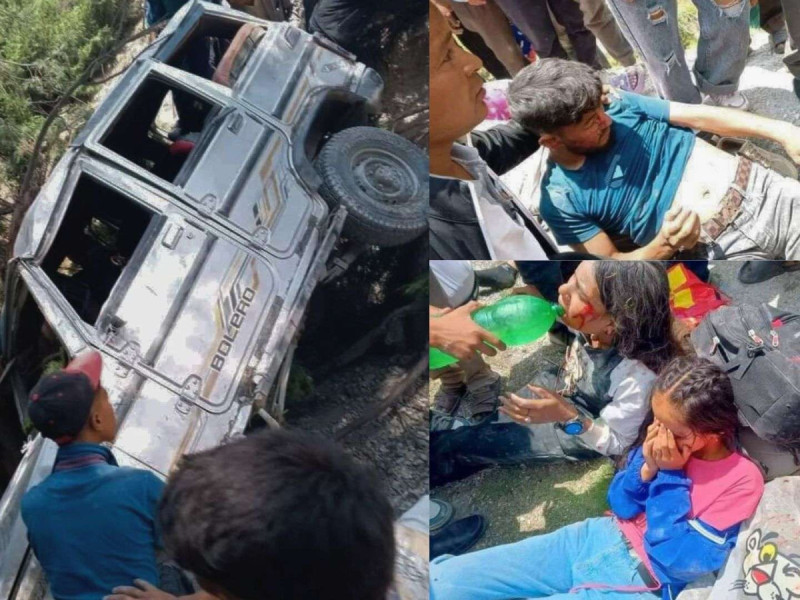 विद्यार्थी बोकेर रारा जाँदै गरेको जीप दुर्घटना, १२ जना घाइते