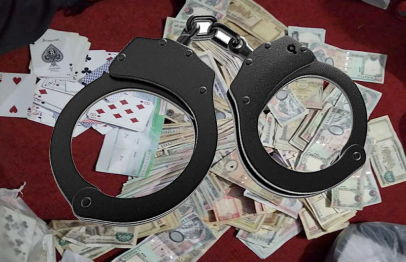 पार्टी प्यालेसमा जुवा खेलिरहेका १० जना जुवाडे पक्राउ, १० लाख नगद बरामद
