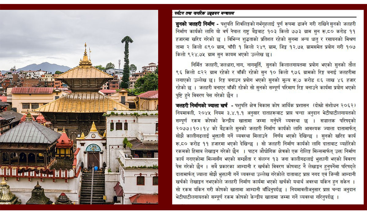 पशुपतिनाथको जलहरी खरिदमा 'सांसदको प्रश्न' : यस्तो छ ११ किलो सुन गायबको अन्तर्य  