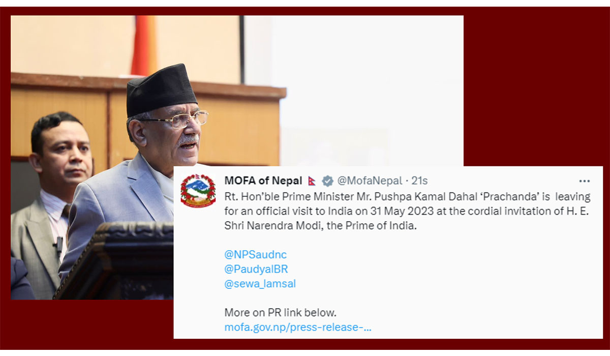 प्रधानमन्त्री प्रचण्ड र भारतीय समकक्षी मोदीबीच १८ जेठमा वार्ता हुने