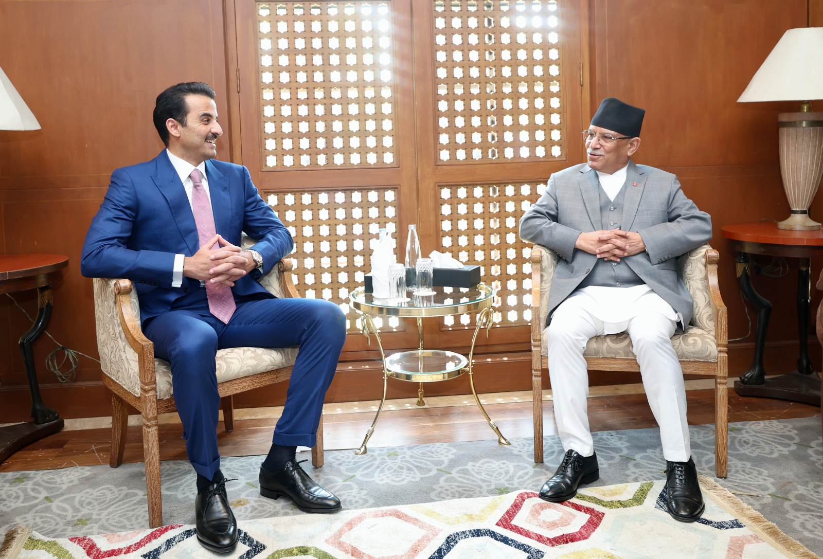 कतारका अमिरको सम्मानमा प्रधानमन्त्रीले गरे दिवाभोजको आयोजना