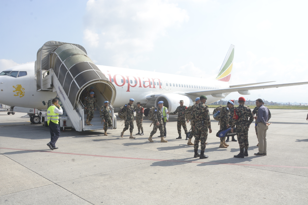 दक्षिण सुडानमा तैनाथ नेपाली शान्ति सैनिकहरूको अदलीबदली  